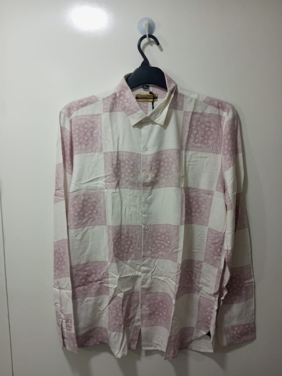 White Shirt With Pink Big Checks